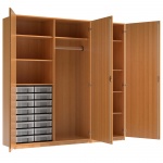 Garderobenschrank, 190 cm hoch, 194x50 cm (B/T), 3 Türen, 1 Teleskopstange, 
